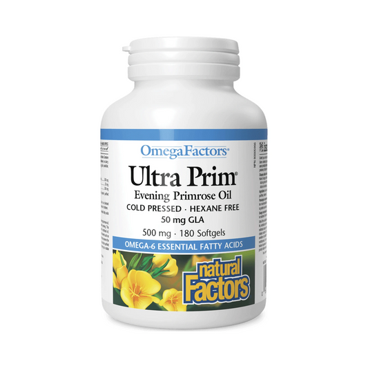Natural Factors Ultra Prim Evening Primrose Oil 500mg OmegaFactors 180 Softgels