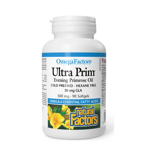 Natural Factors Ultra Prim Evening Primrose Oil 500mg OmegaFactors 90 Softgels