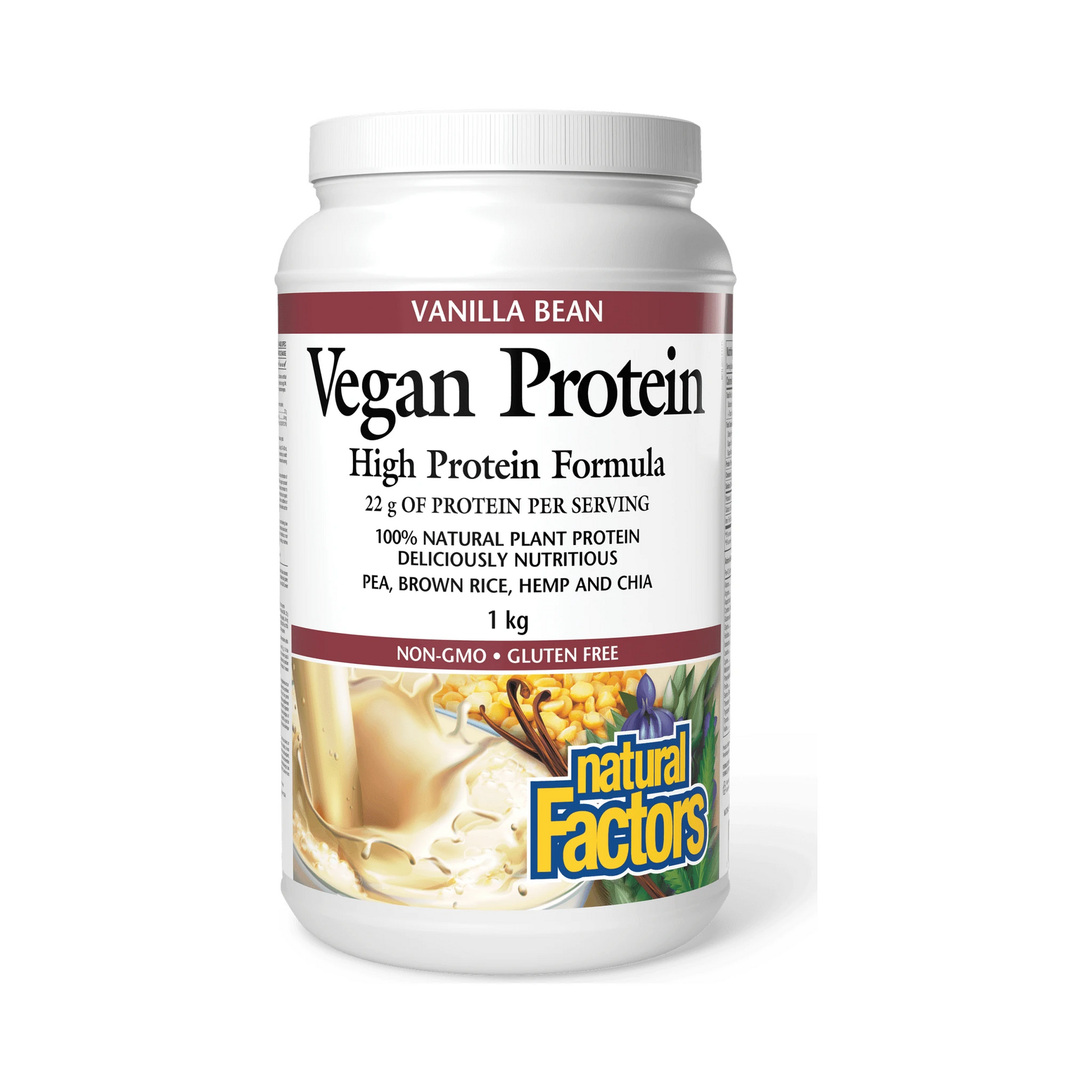 Natural Factors Vegan Protein High Protein Formula Vanilla Bean 1kg