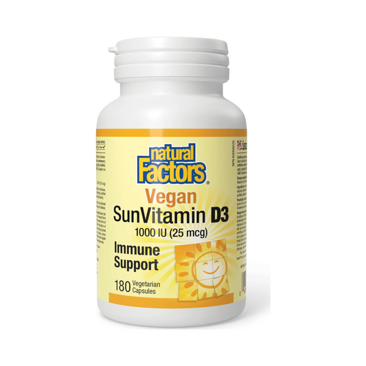 Natural Factors Vegan Sun Vitamin D3 1000IU 180 Veg Capsules