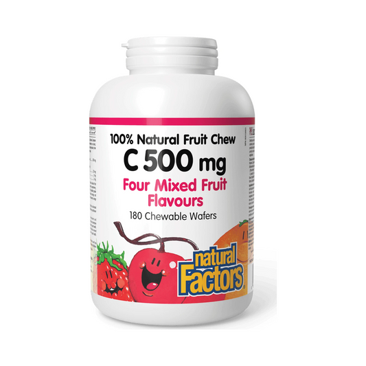 Natural Factors Vitamin C 500mg Four Mixed Fruit 180 Chewable Wafers