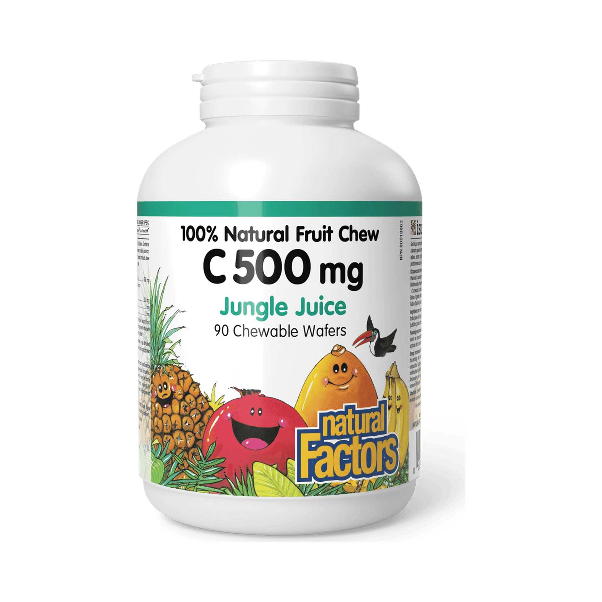 Natural Factors Vitamin C 500mg Jungle Juice 90 Chewable Wafers