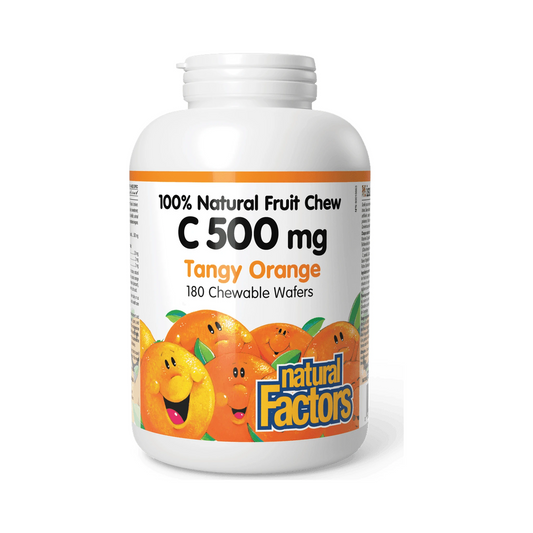 Natural Factors Vitamin C 500mg Tangy Orange 180 Chewable Wafers
