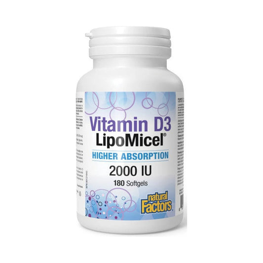 Natural Factors Vitamin D3 LipoMicel 2000IU 180 Softgels