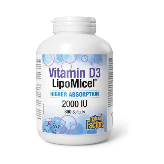 Natural Factors Vitamin D3 LipoMicel 2000IU 360 Softgels