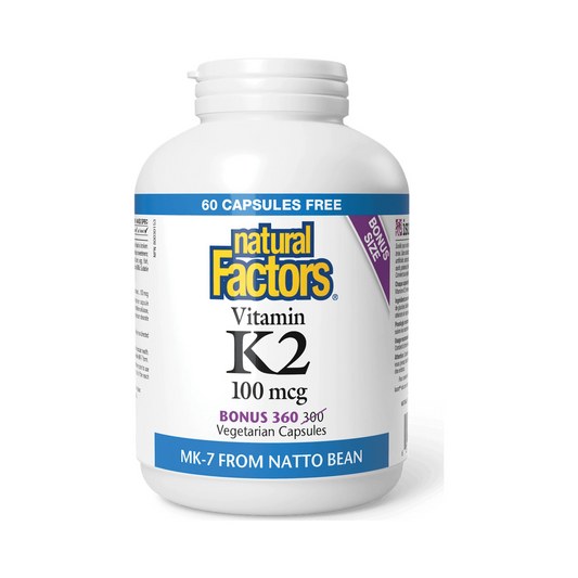 Natural Factors Vitamin K2 100mcg Bonus Size 360 Veg Capsules
