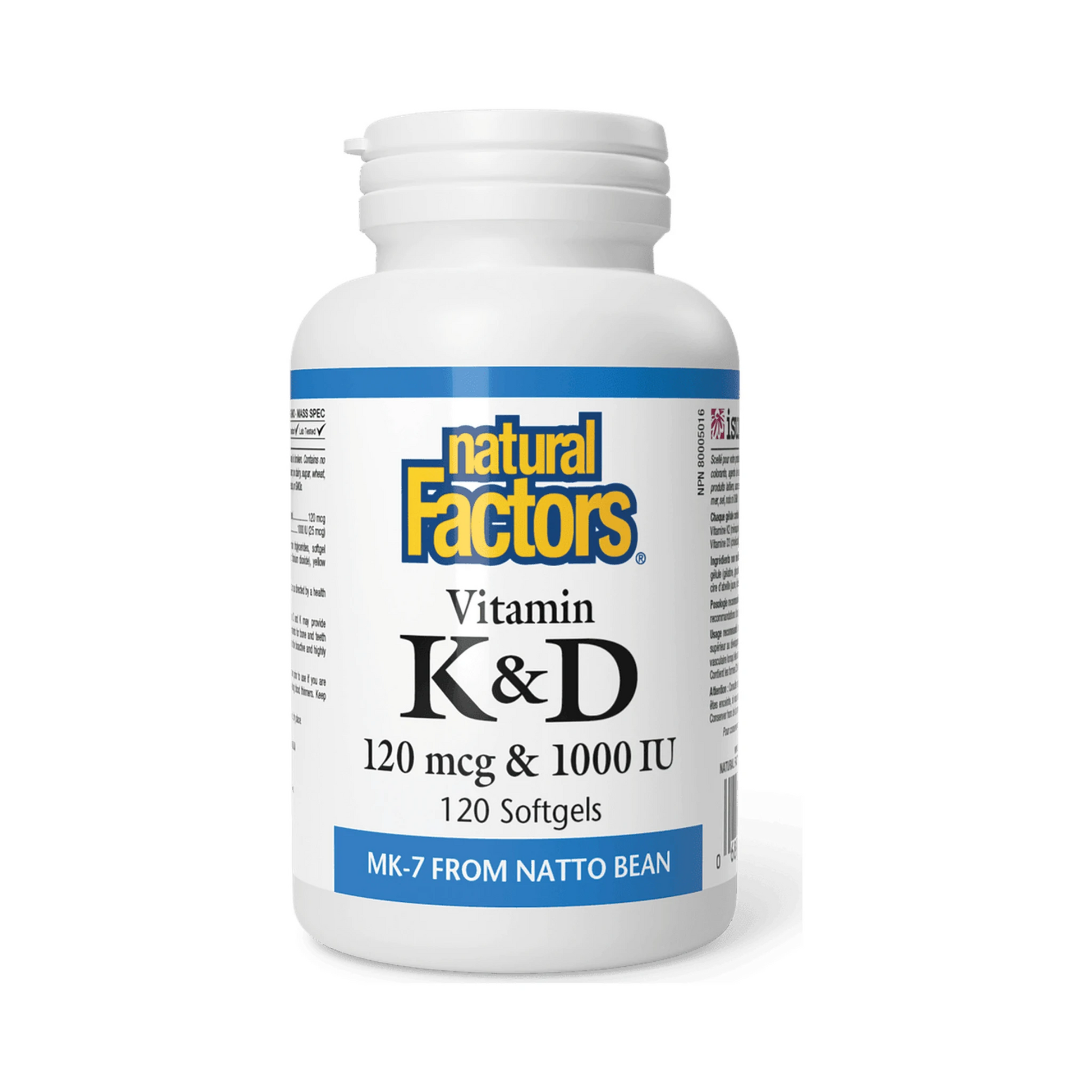 Natural Factors Vitamin K+D 120mcg/1000IU 120 Softgels