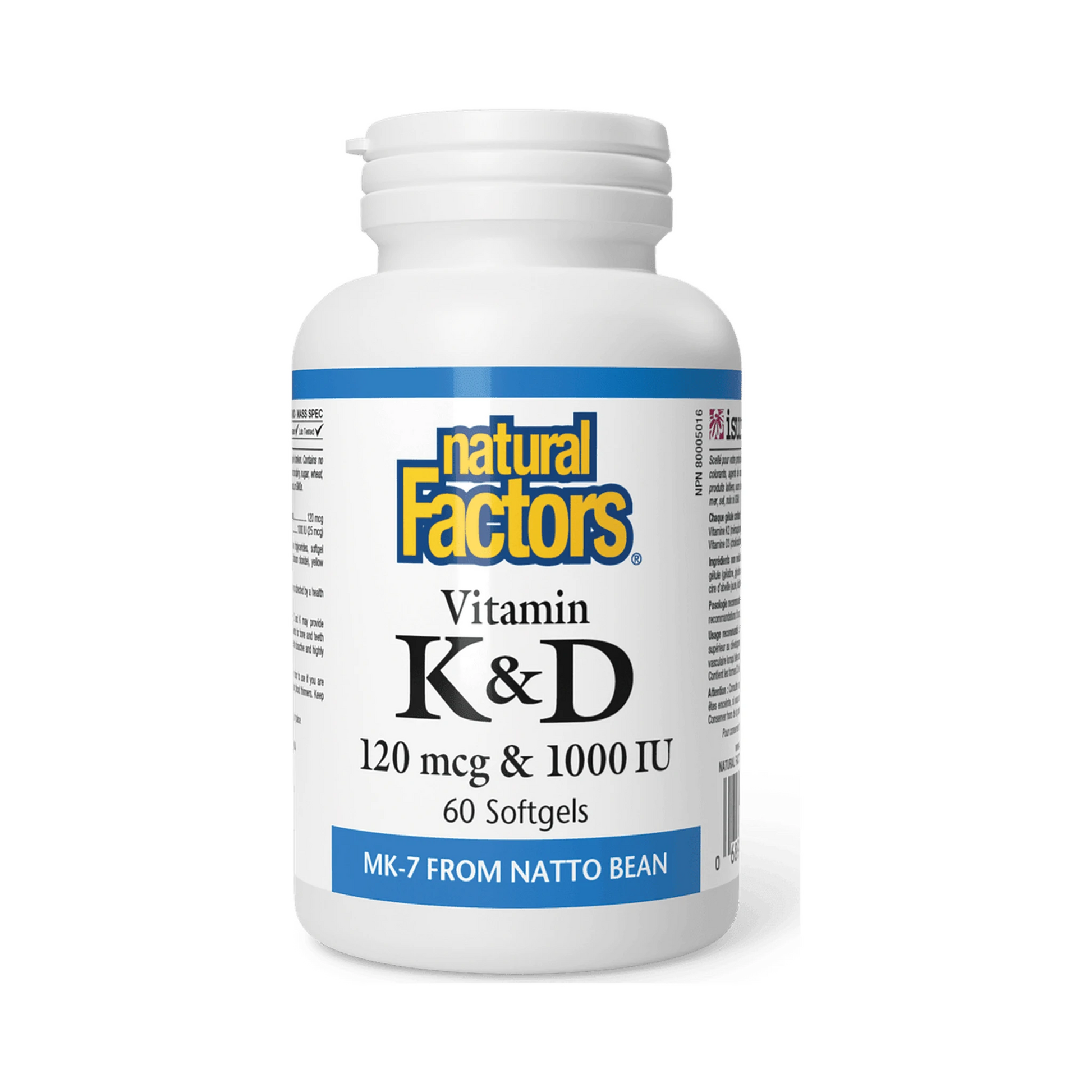 Natural Factors Vitamin K+D 120mcg/1000IU 60 Softgels
