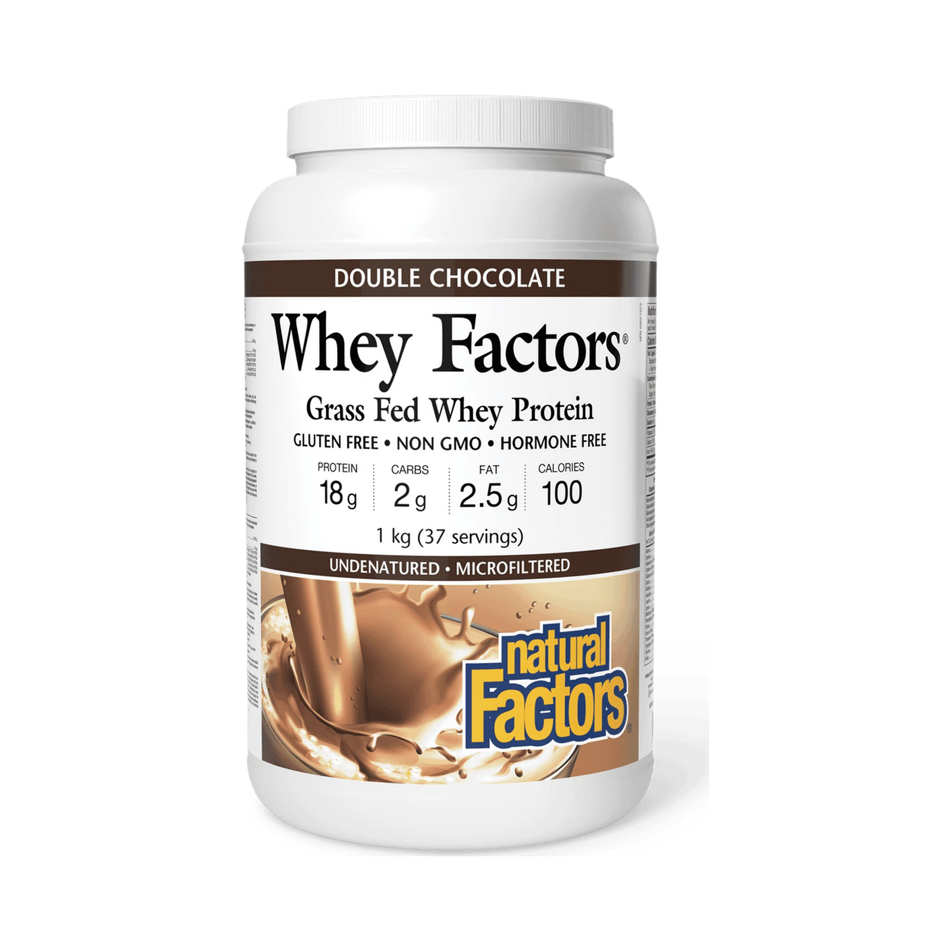 Natural Factors Whey Factors Grass Fed Whey Protein Double Chocolate 1kg