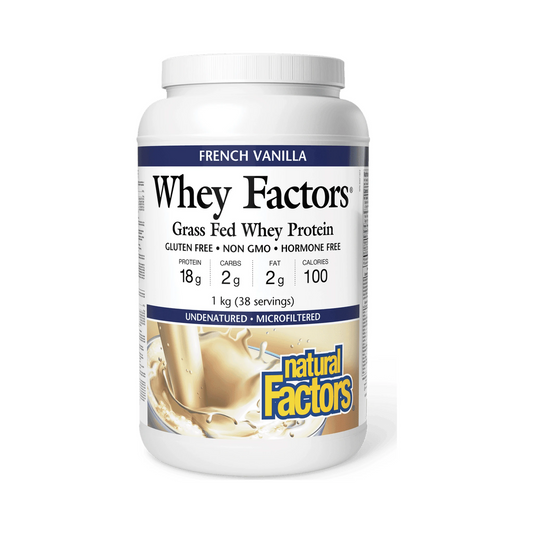 Natural Factors Whey Factors Grass Fed Whey Protein French Vanilla 1kg