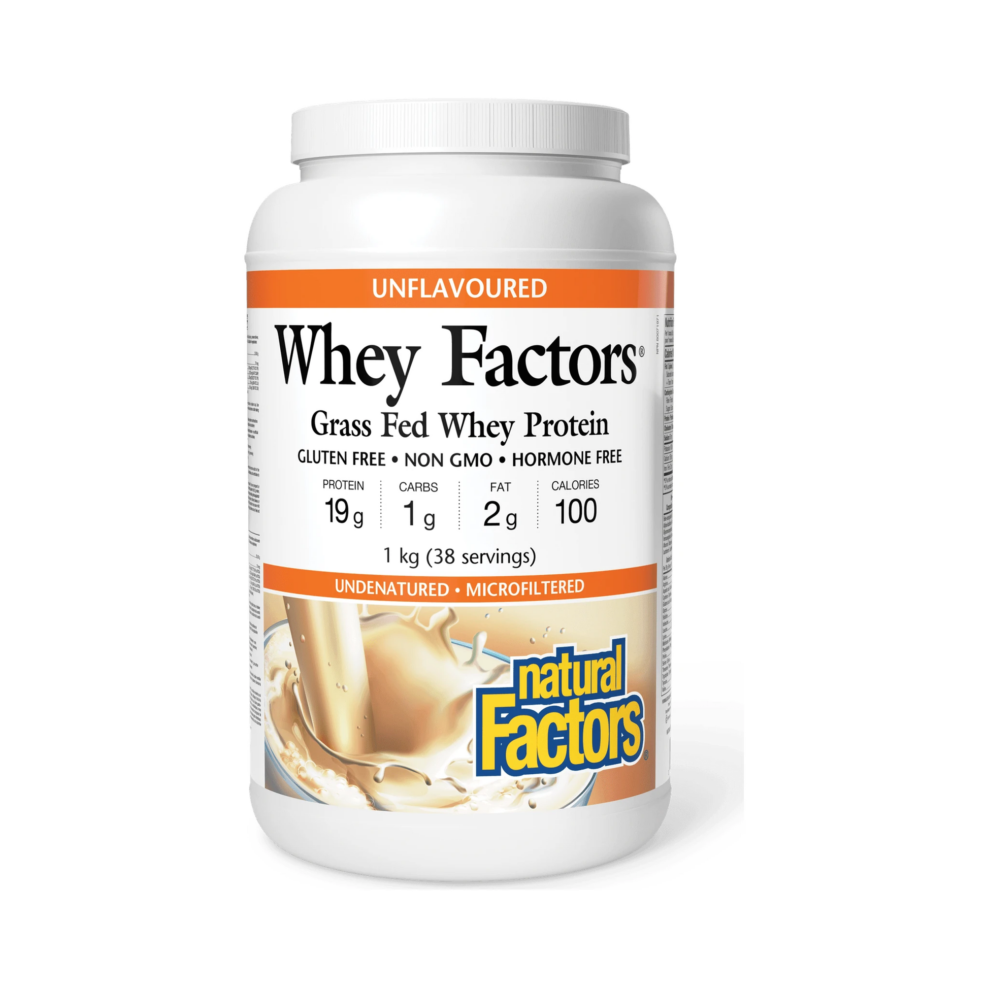 Natural Factors Whey Factors Grass Fed Whey Protein Unflavoured 1kg
