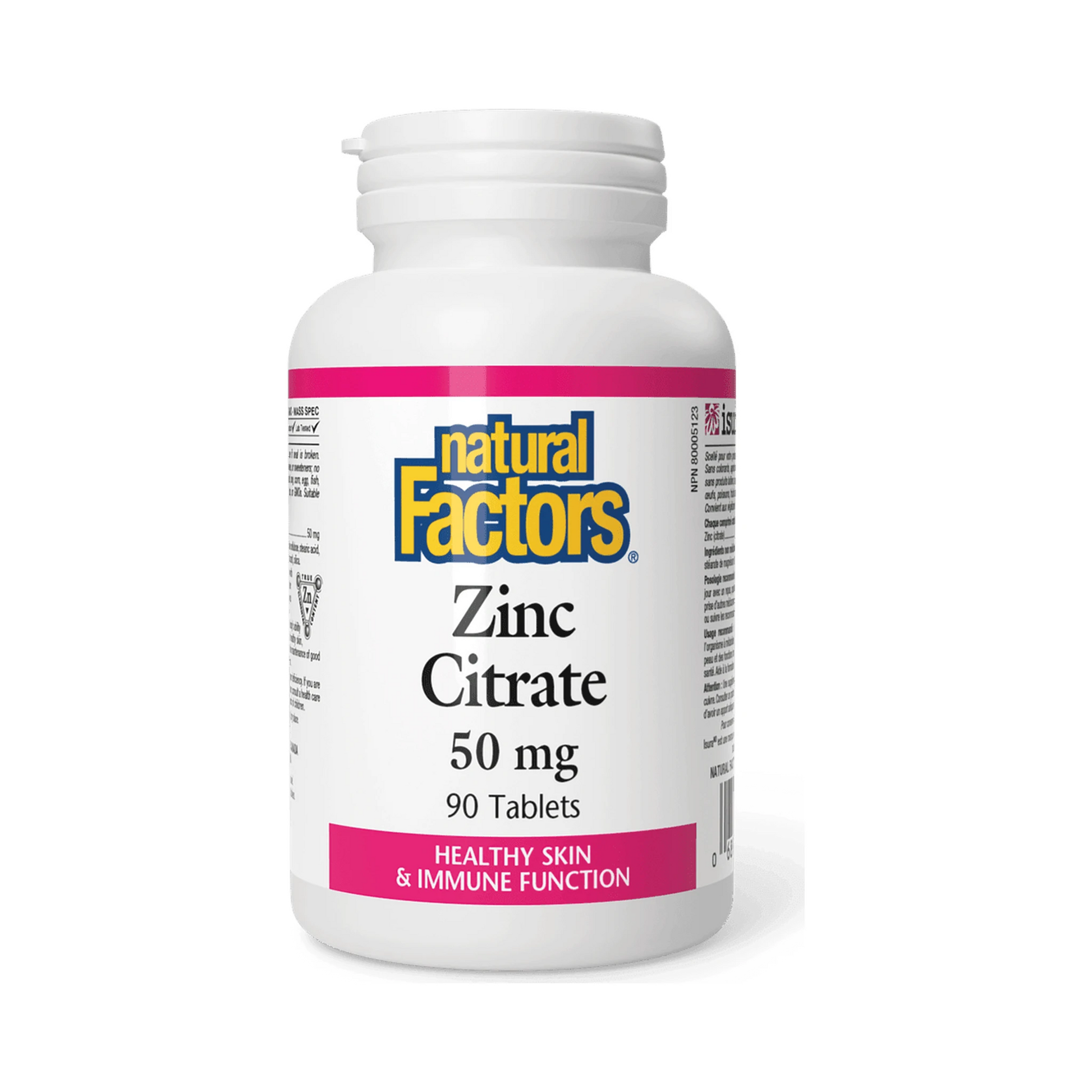 Natural Factors Zinc Citrate 50mg 90 Tablets