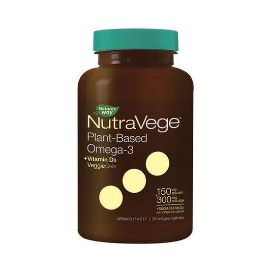 NutraVege Omega-3 +D  Plant Based Fresh Mint 30 Softgels