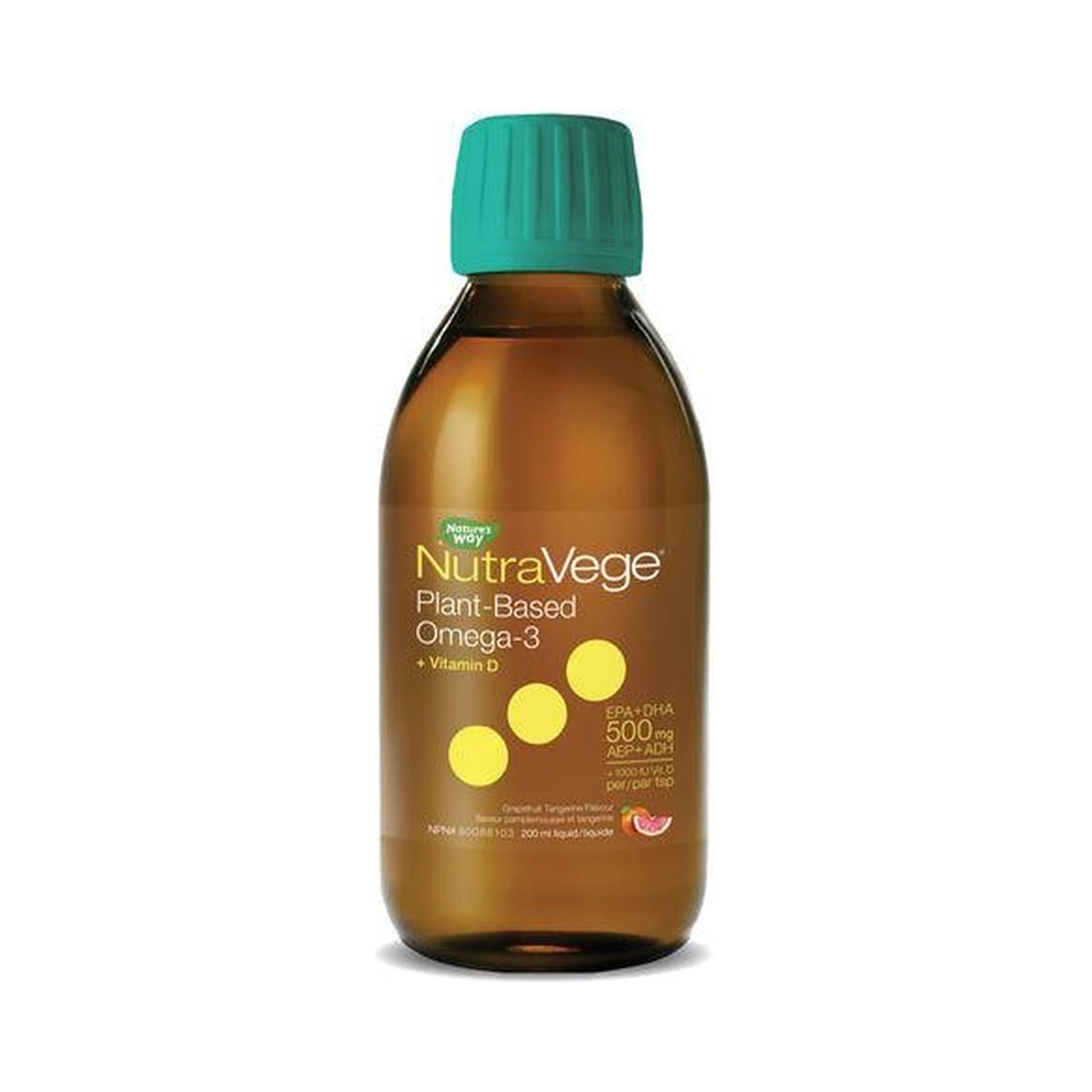 NutraVege Omega-3 +D Plant Based Grapefruit Tangerine 200mL
