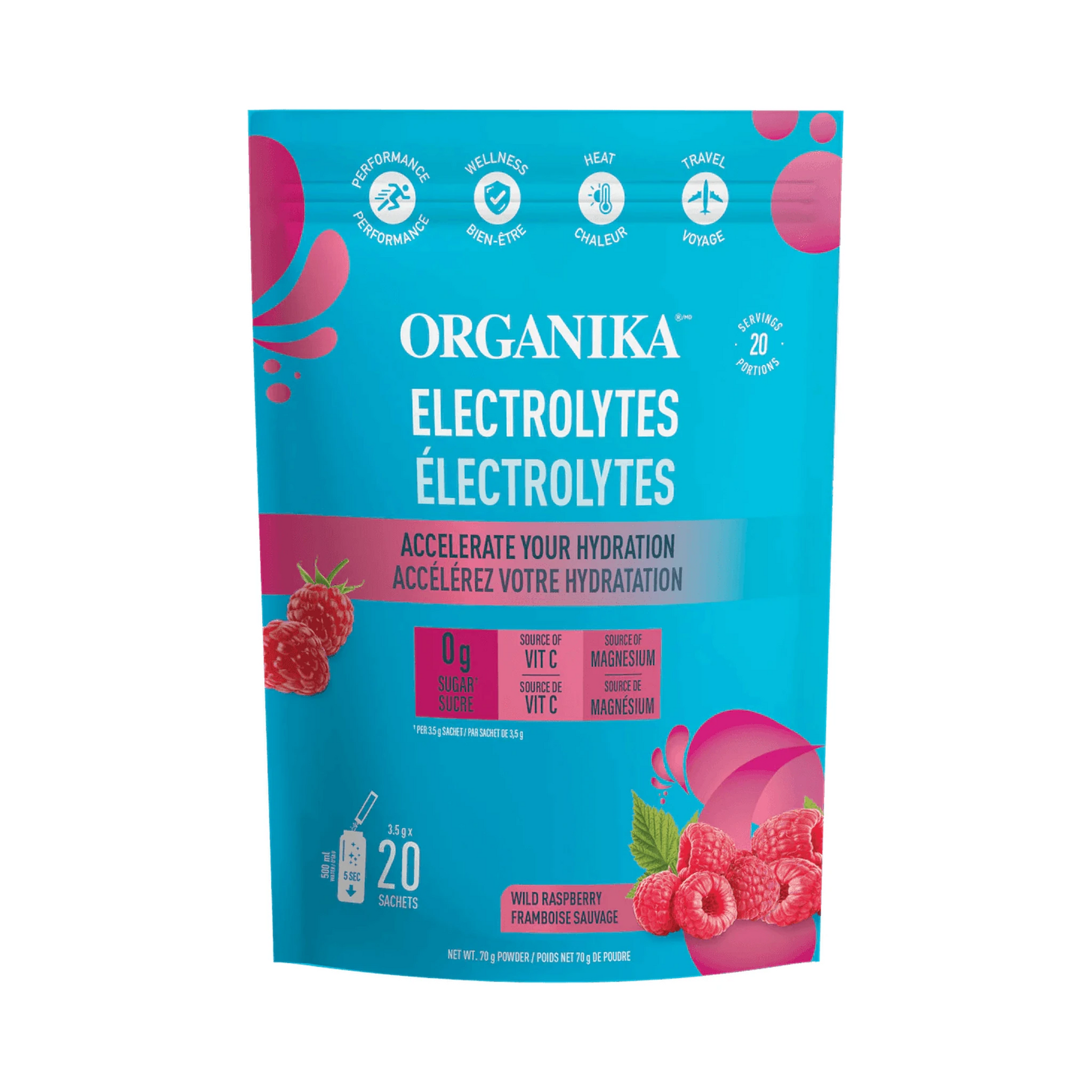 Organika Electrolytes Wild Raspberry 3.5g x20 Sachets