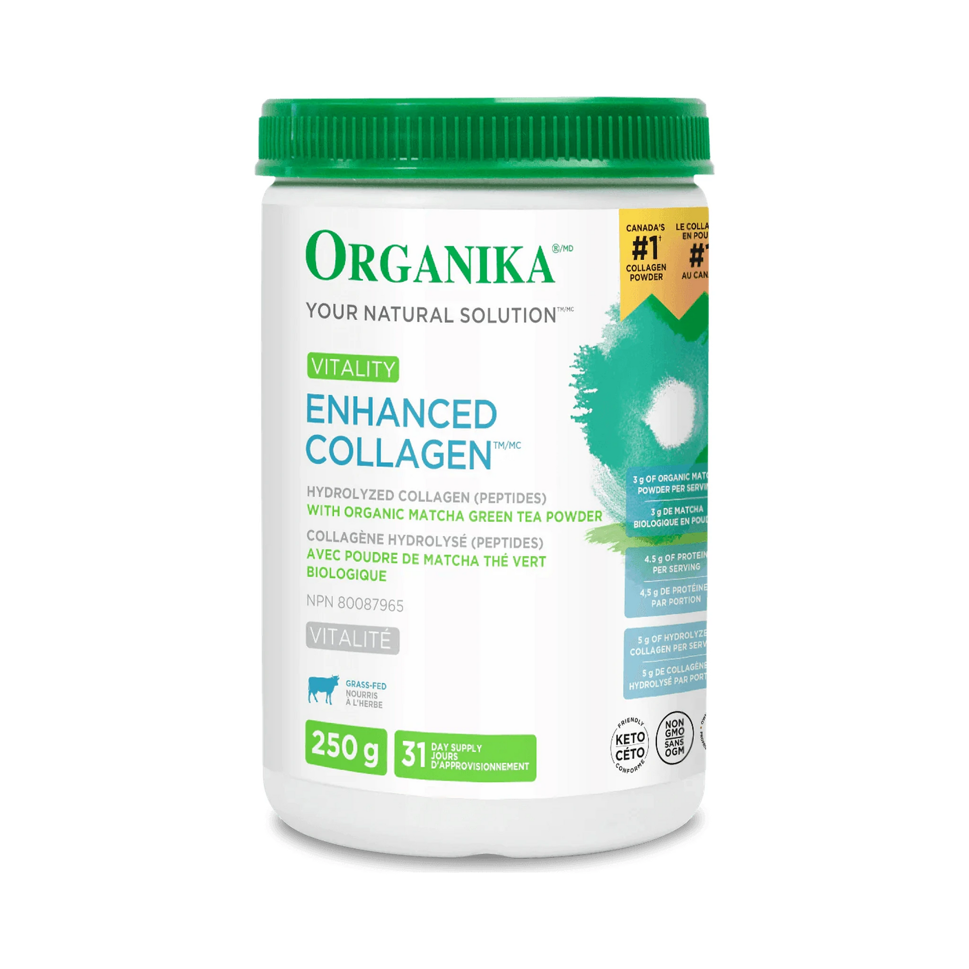 Organika Enhanced Collagen Vitality Matcha 250g