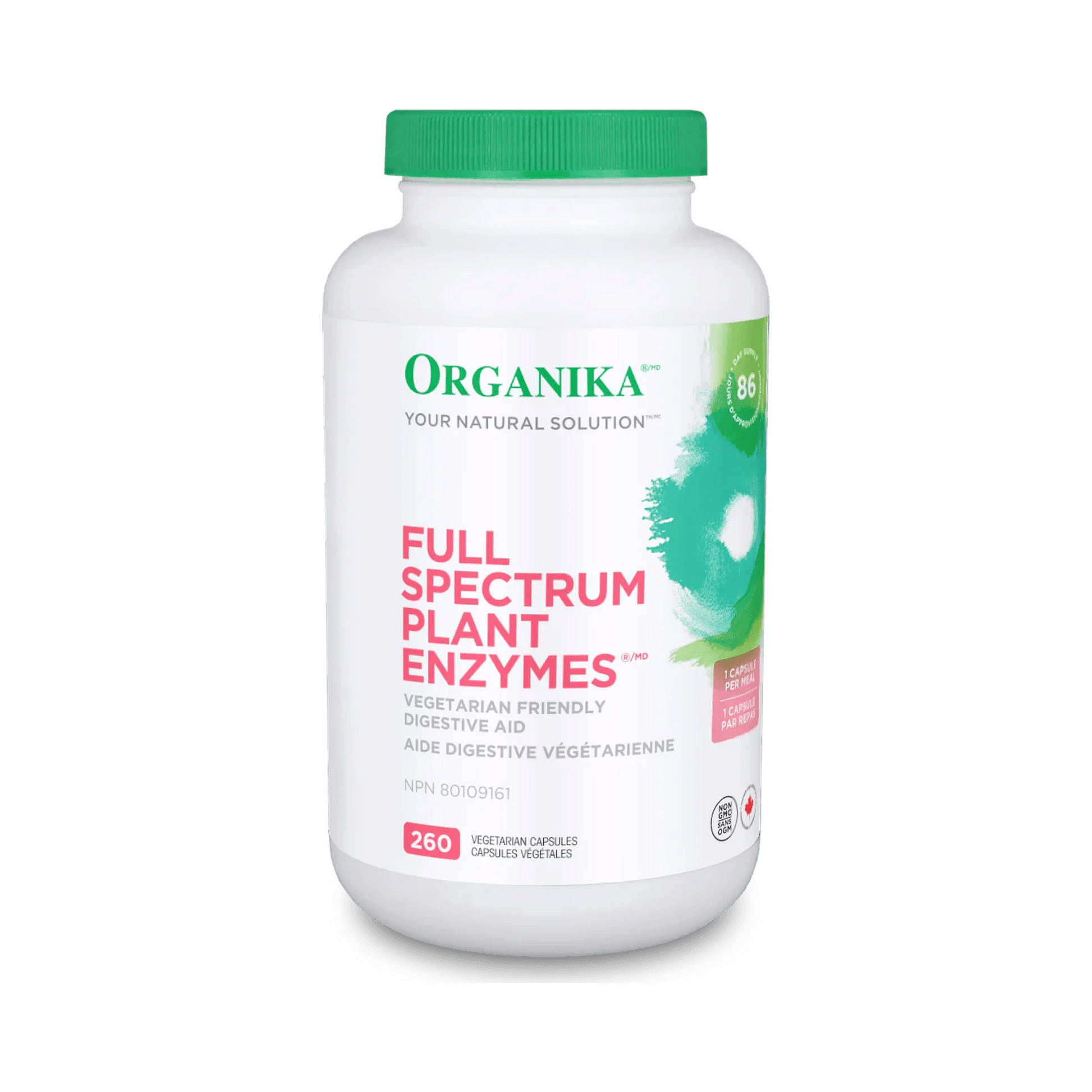 Organika Full Spectrum Plant Enzymes 500mg 260 Veg Capsules