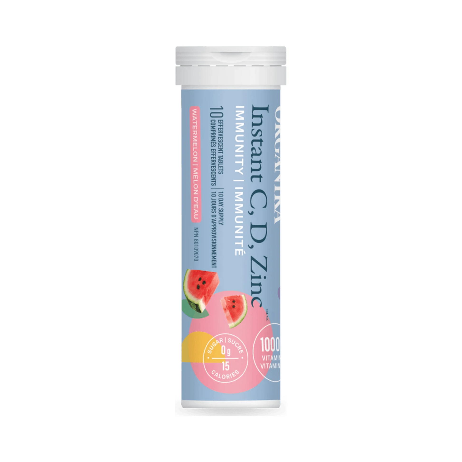 Organika Instant C, D, Zinc Immunity Watermelon 10 Tablets