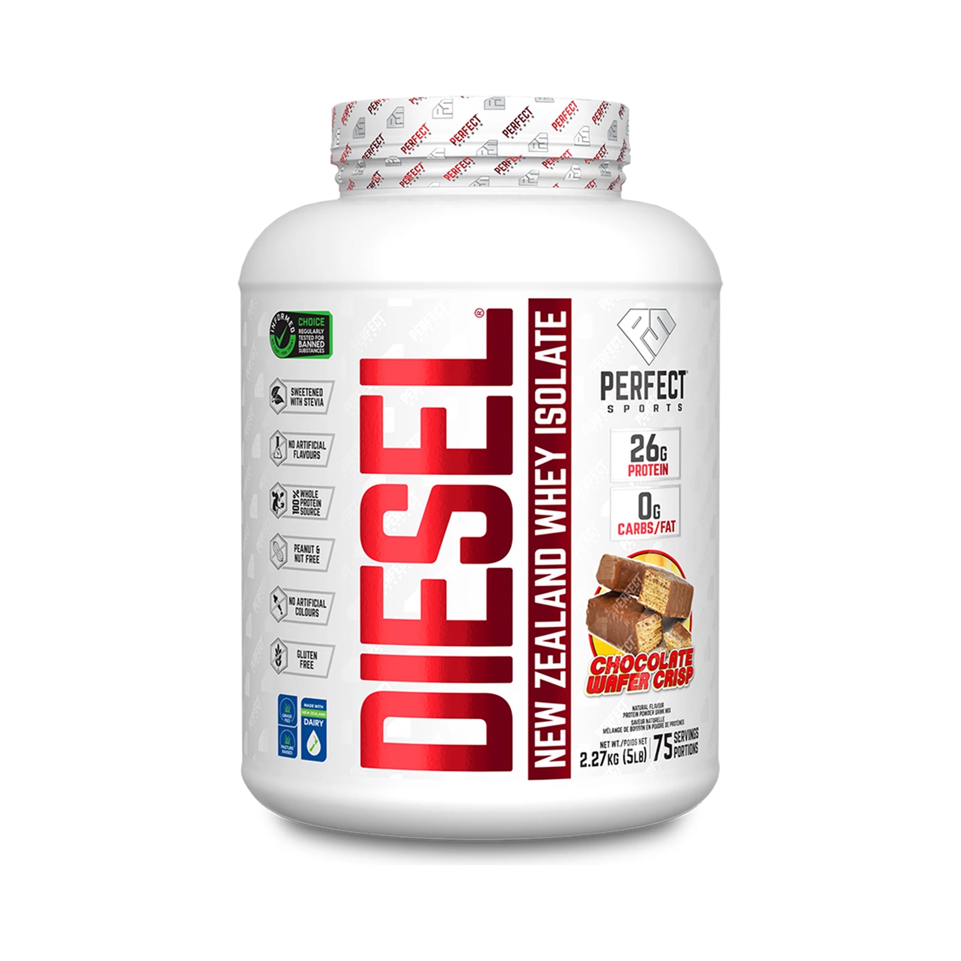Perfect Sports DIESEL New Zealand Whey Isolate Chocolate Wafer Crisp 5lb