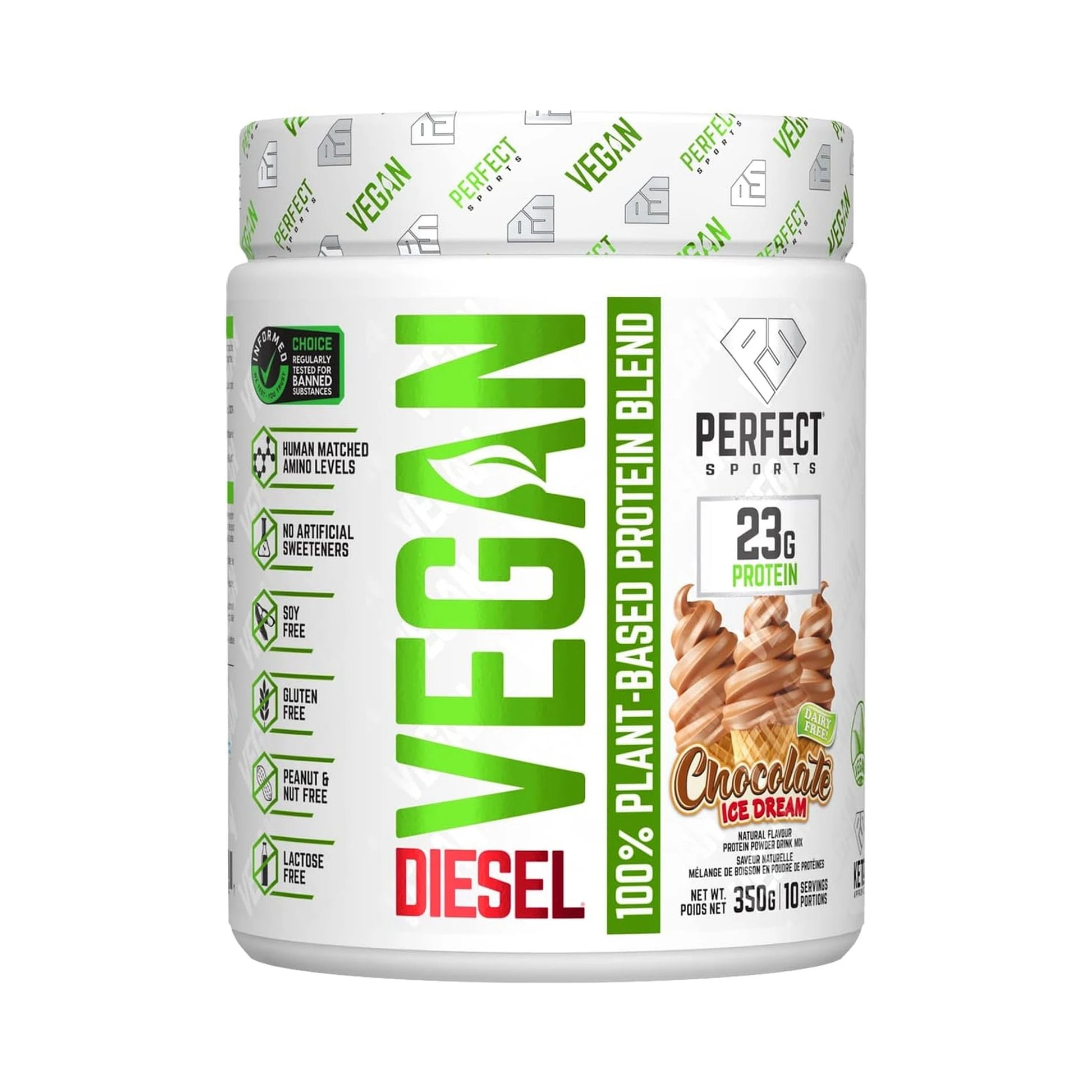 Perfect Sports DIESEL Vegan Plant Based Protein Chocolate Ice Dream 350g