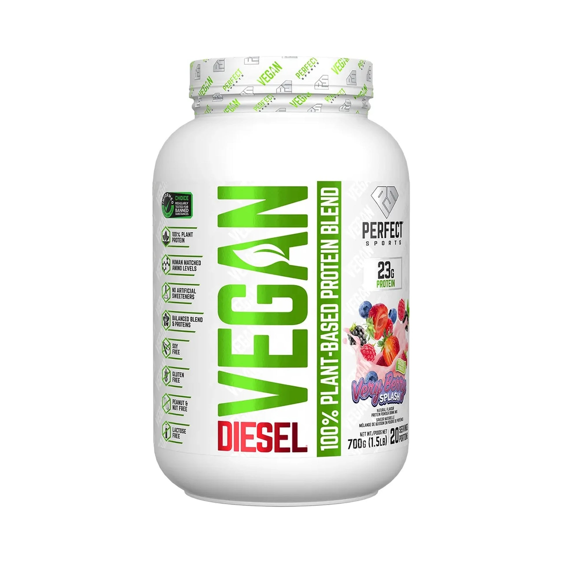 Perfect Sports DIESEL Vegan Plant Based Protein Very Berry Splash 700g