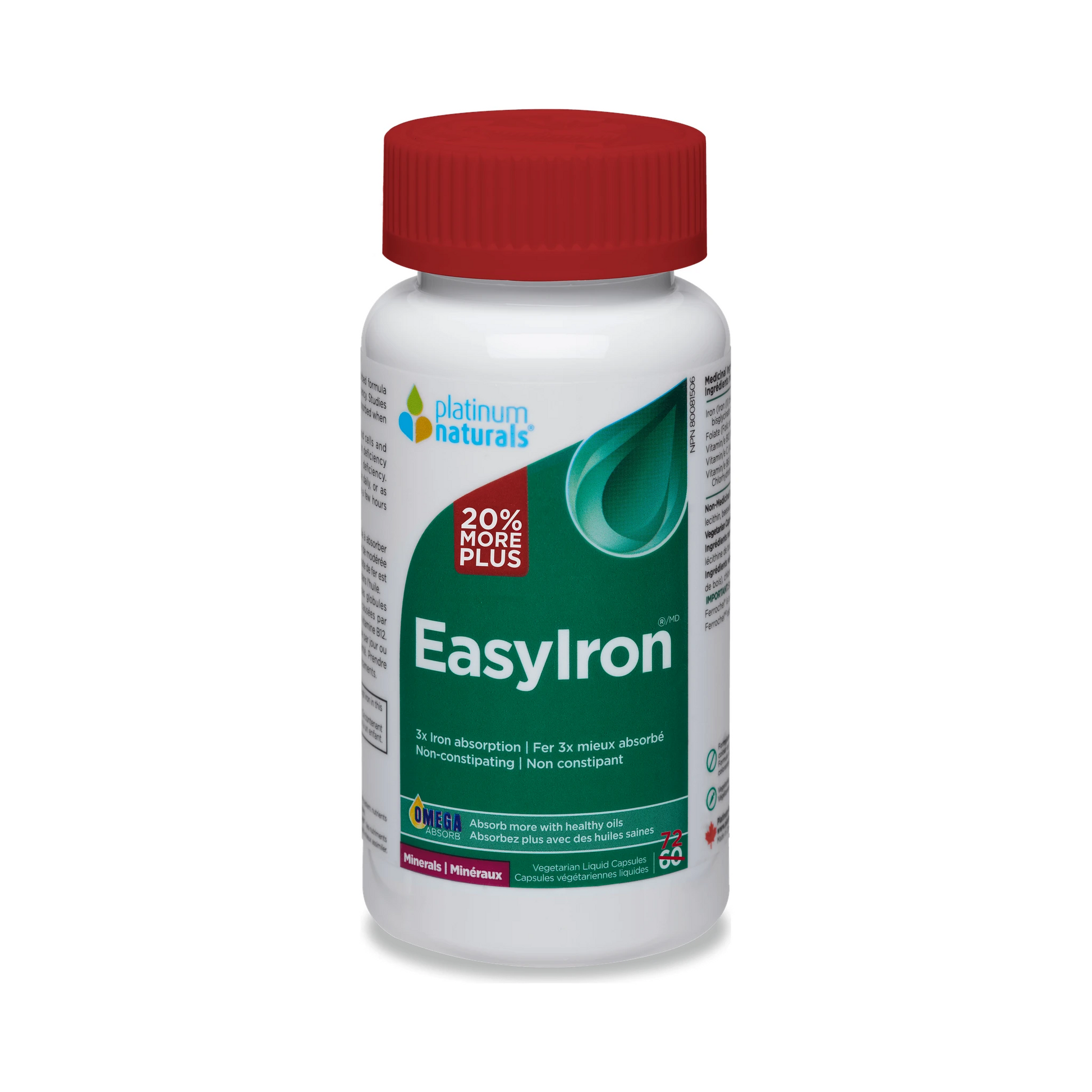 Platinum Naturals Easyiron Bonus 72 Veg Liquid Capsules
