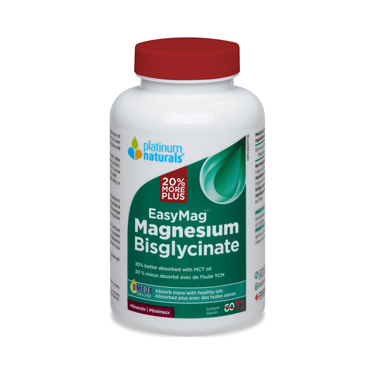 Platinum Naturals Easymag Magnesium Bisglycinate Bonus 72 Softgels