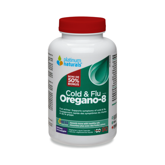 Platinum Naturals Oregano-8 Cold & Flu Bonus 90 Veg Liquid Capsules