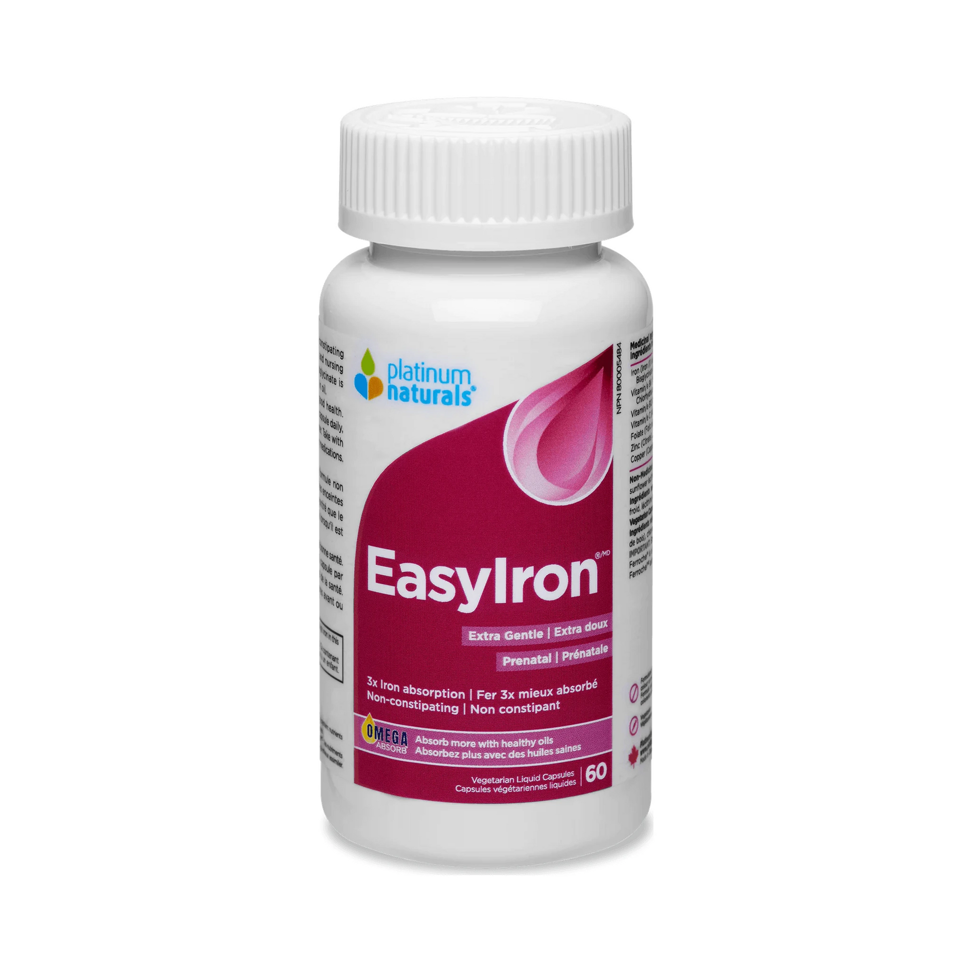 Platinum Naturals Prenatal Easyiron Extra Gentle 60 Veg Liquid Capsules