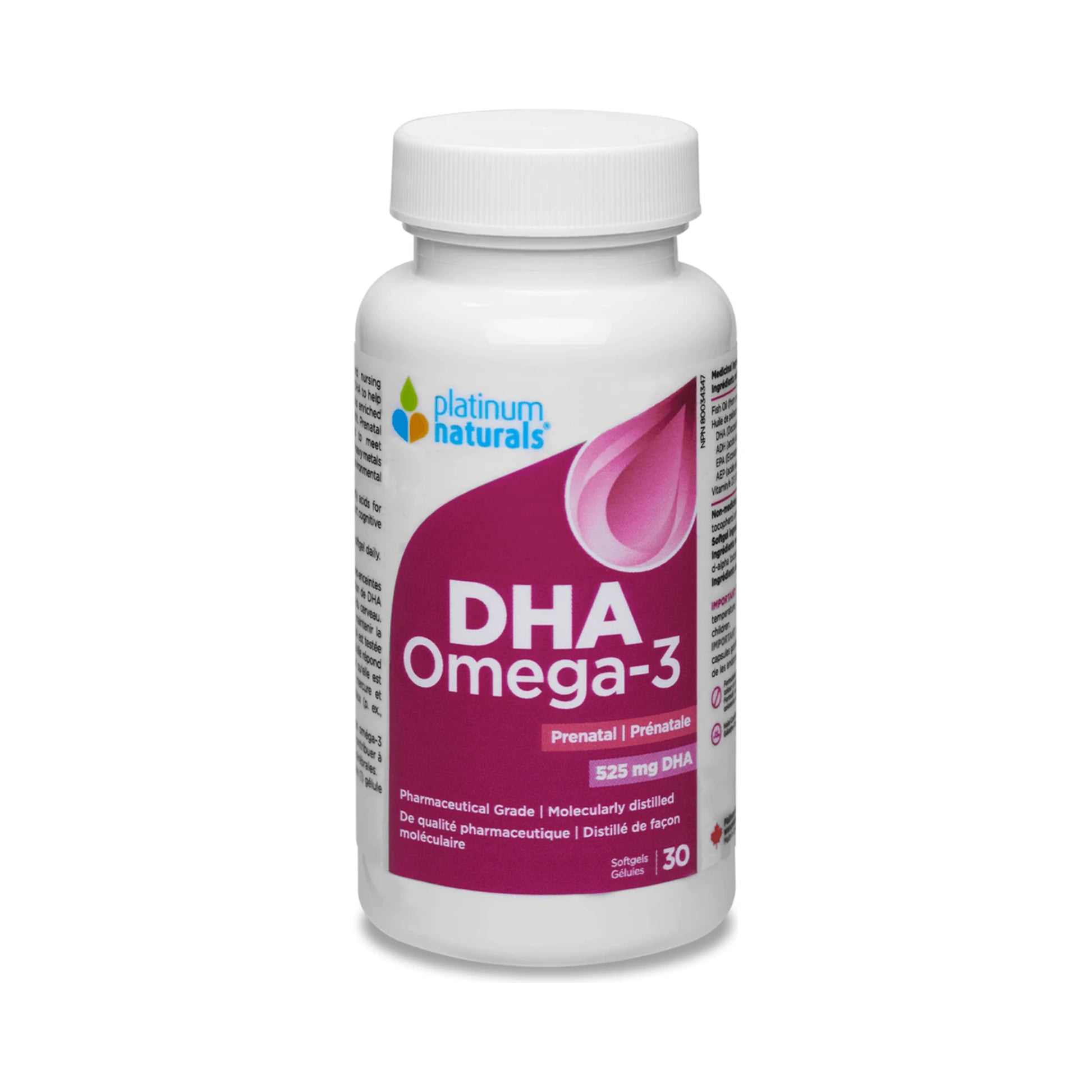 Platinum Naturals Prenatal Omega-3 DHA 30 Softgels