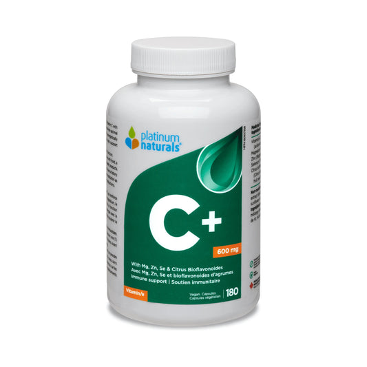 Platinum Naturals Vitamin C+ 600mg 180 Vegan Capsules