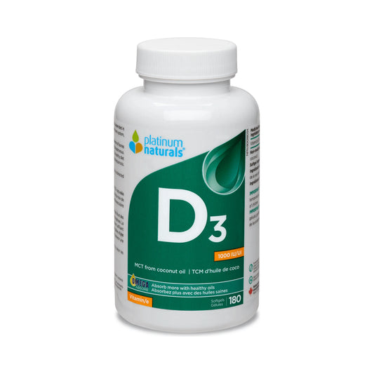 Platinum Naturals Vitamin D3 1000IU 180 Softgels