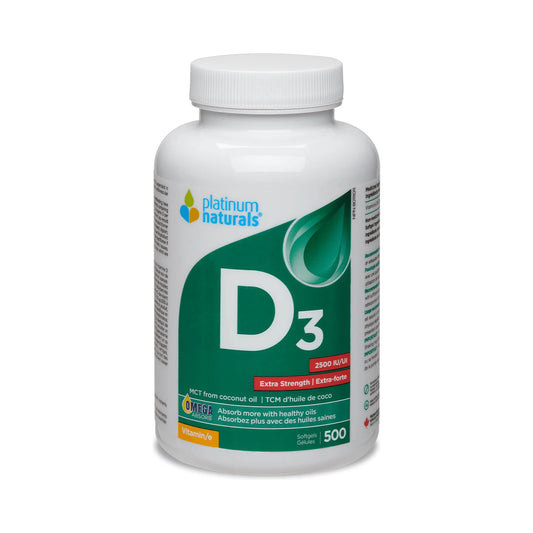 Platinum Naturals Vitamin D3 2500IU Extra Strength 500 Softgels