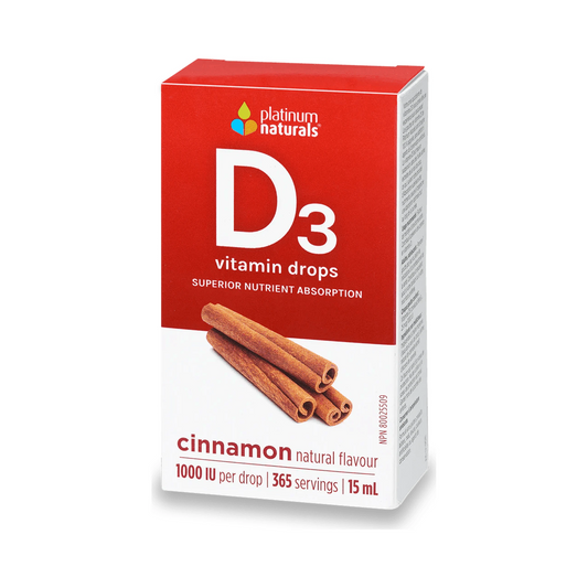 Platinum Naturals Vitamin D3 Drops 1000IU Cinnamon 15mL
