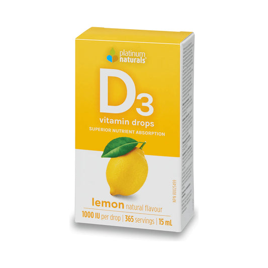 Platinum Naturals Vitamin D3 Drops 1000IU Lemon 15mL