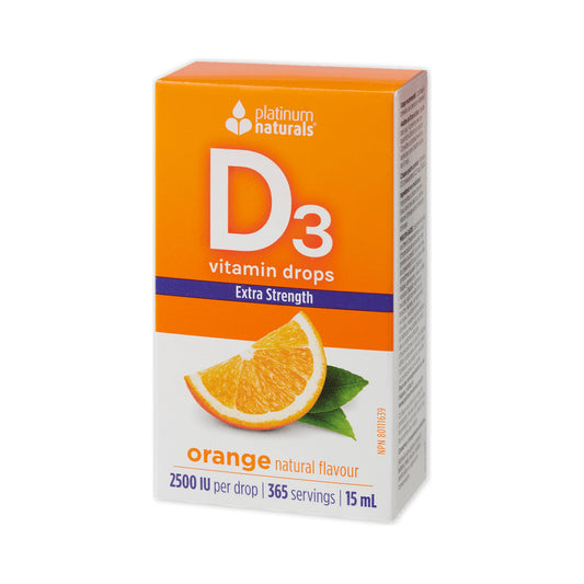 Platinum Naturals Vitamin D3 Drops 2500IU Extra Strength Orange 15mL