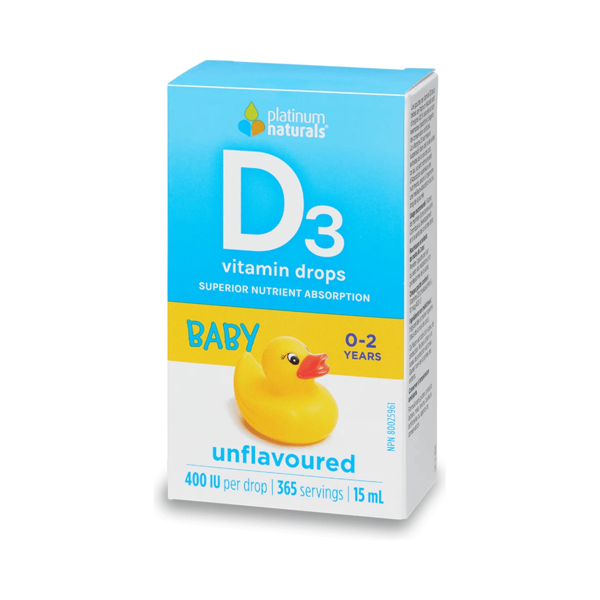 Platinum Naturals Vitamin D3 Drops 400IU For Babies 15mL