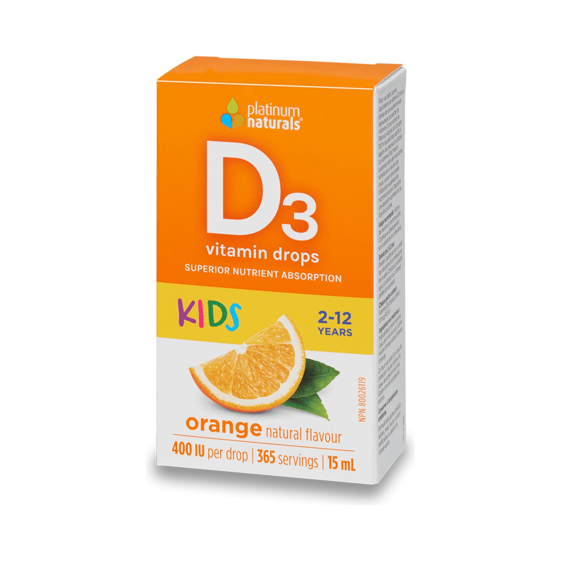 Platinum Naturals Vitamin D3 Drops 400IU For Kids 15mL
