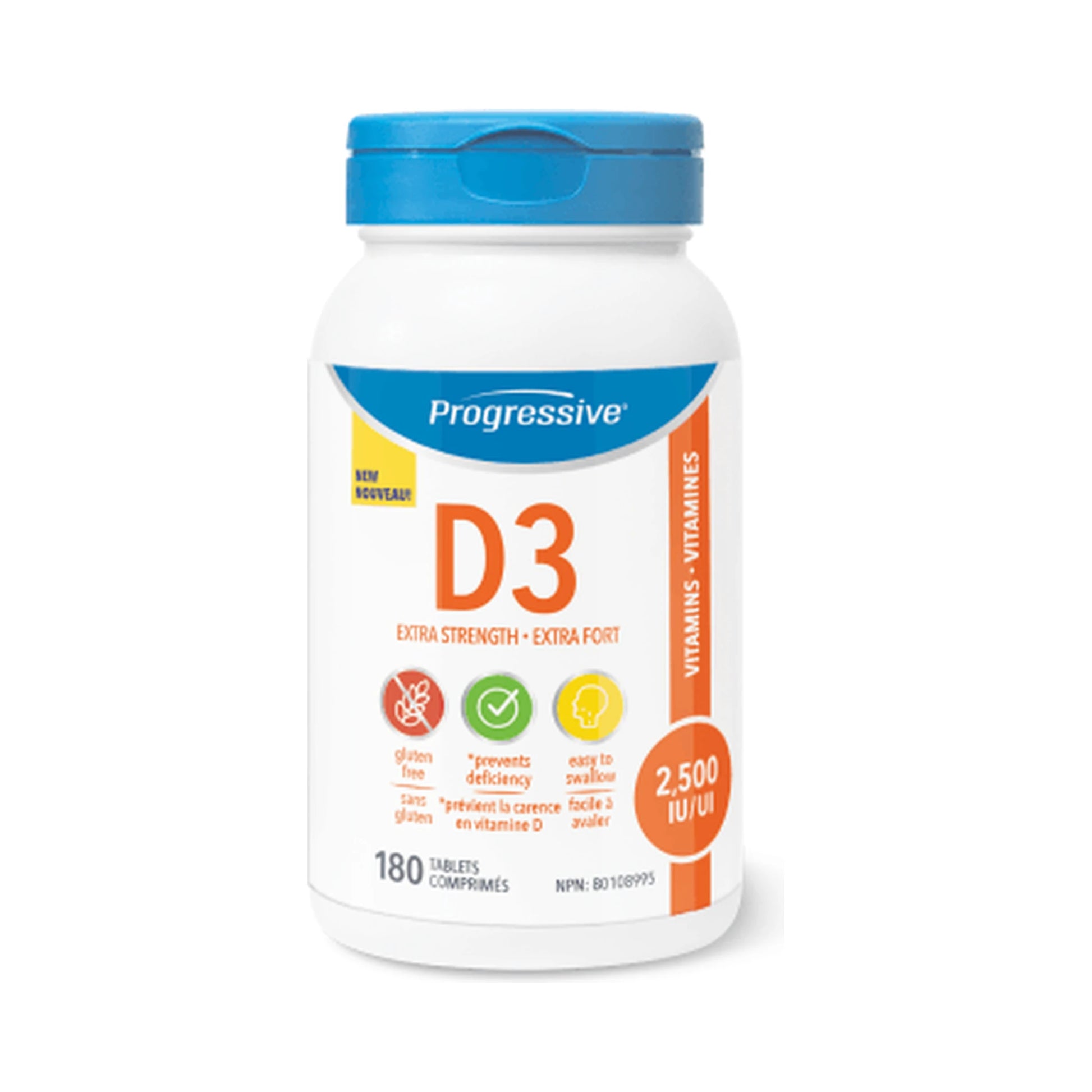 Progressive Vitamin D3 Extra Strength 2500IU 180 Tablets