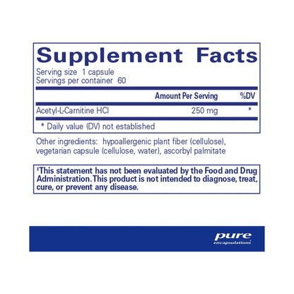 Pure Encapsulations Acetyl-l-Carnitine 250mg 60 Capsules