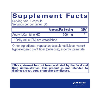 Pure Encapsulations Acetyl-l-Carnitine 500mg 60 Capsules