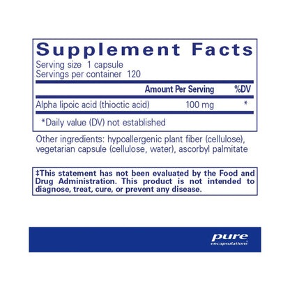 Pure Encapsulations Alpha Lipoic Acid 100mg 60 Capsules