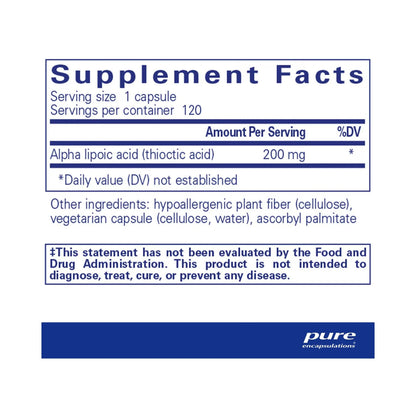 Pure Encapsulations Alpha Lipoic Acid 200mg 60 Capsules