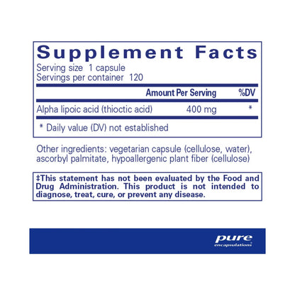 Pure Encapsulations Alpha Lipoic Acid 400mg 120 Capsules