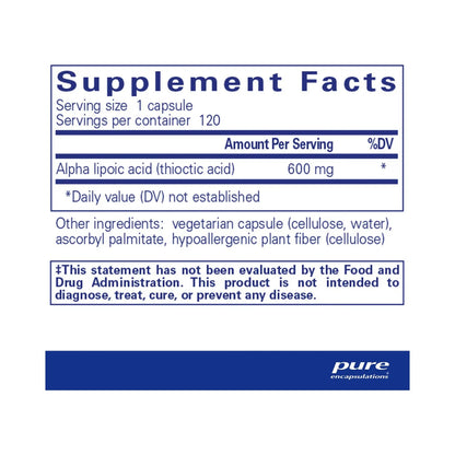 Pure Encapsulations Alpha Lipoic Acid 600mg 120 Capsules
