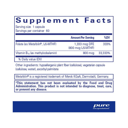 Pure Encapsulations B12 Folate 60 Capsules