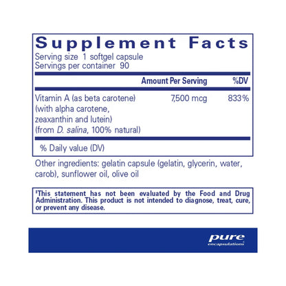 Pure Encapsulations Beta Carotene (with Mixed Carotenoids) 90 Softgel Capsules