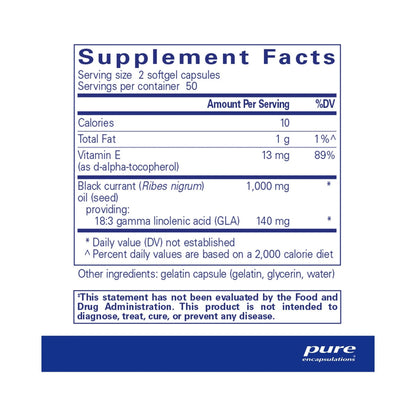 Pure Encapsulations Black Currant Seed Oil 100 Capsules