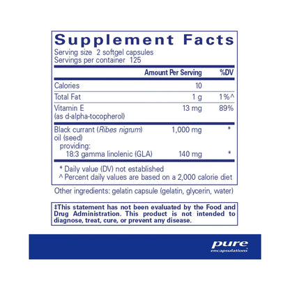 Pure Encapsulations Black Currant Seed Oil 250 Capsules
