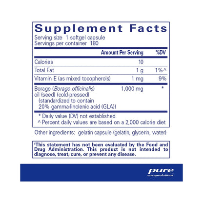Pure Encapsulations Borage Oil 180 Capsules